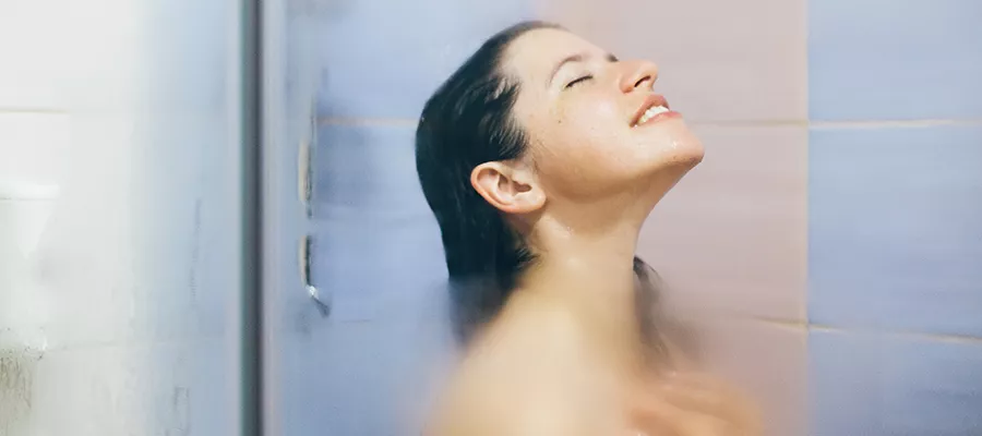 Showering in Steaming Hot Water